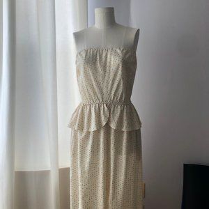 Vintage Bill Blass Polka Dot Strapless Maxi Dress